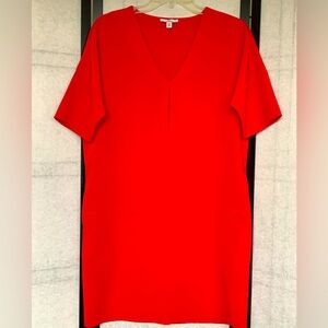 HALSTON Women’s Cocktail V-neck Shift Dress in Red